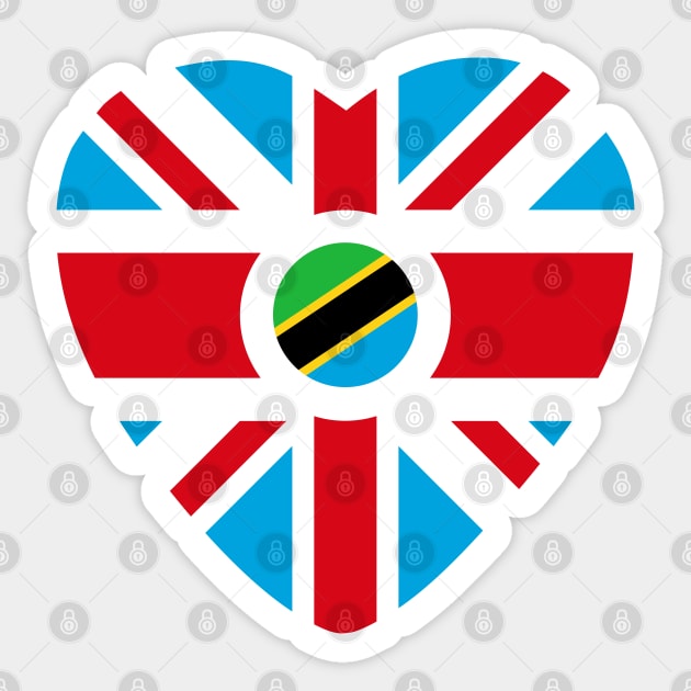 British Tanzanian Multinational Patriot Flag Series (Heart) Sticker by Village Values